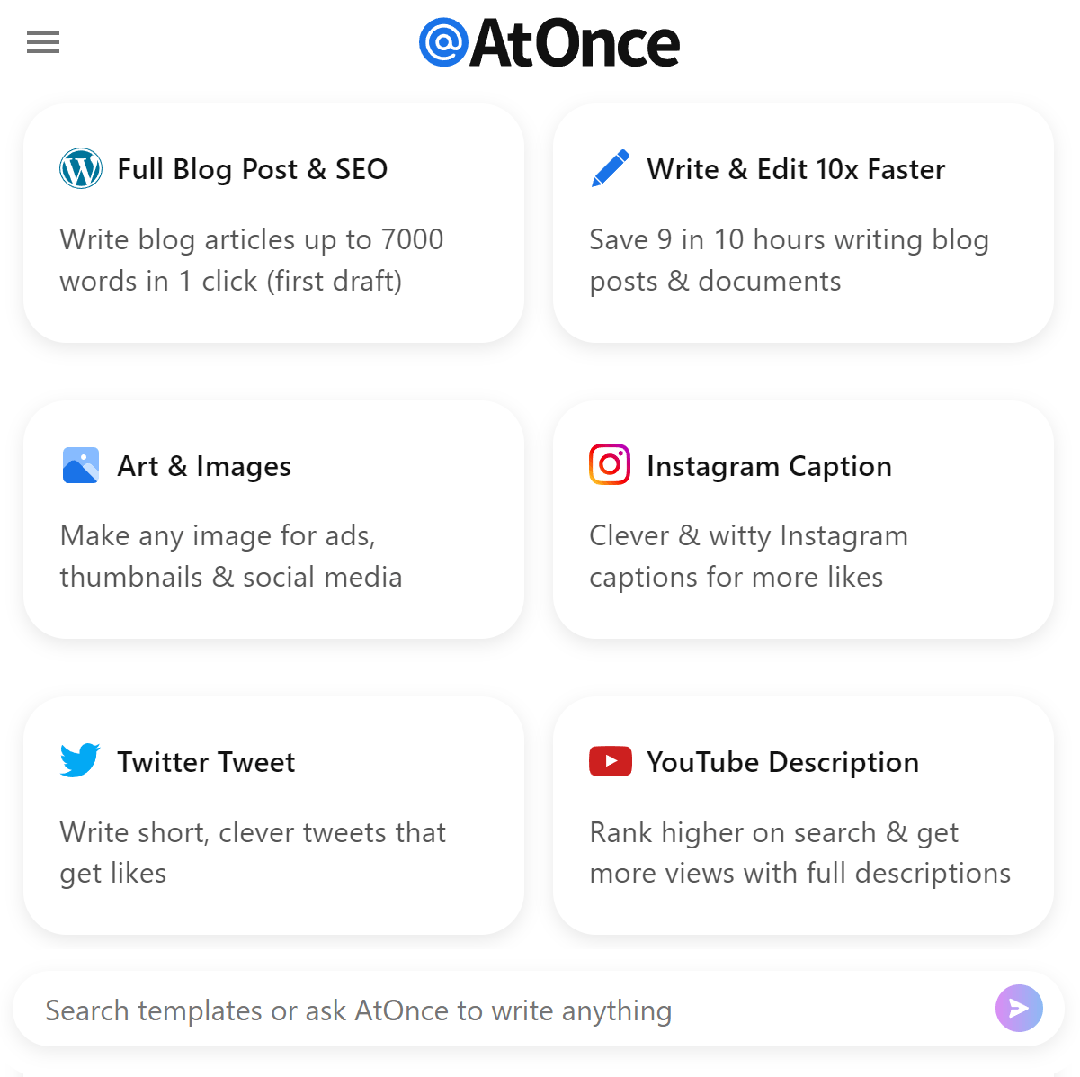 AtOnce AI writing software